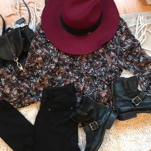 free people V-neck bell sleeve